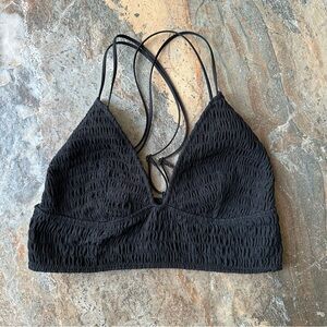 PINK Victoria's Secret Black Triangle Smocked Bralette Size Large